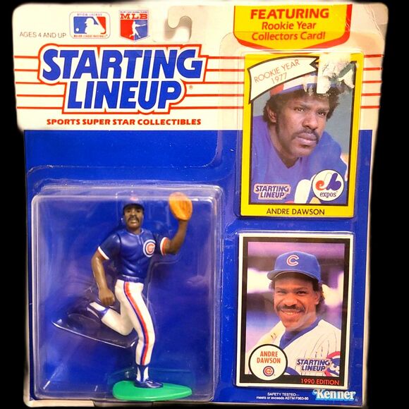 1990 Andre Dawson Chicago Cubs Starting Lineup + 1977 Expos Card New in Box RARE - Picture 1 of 3